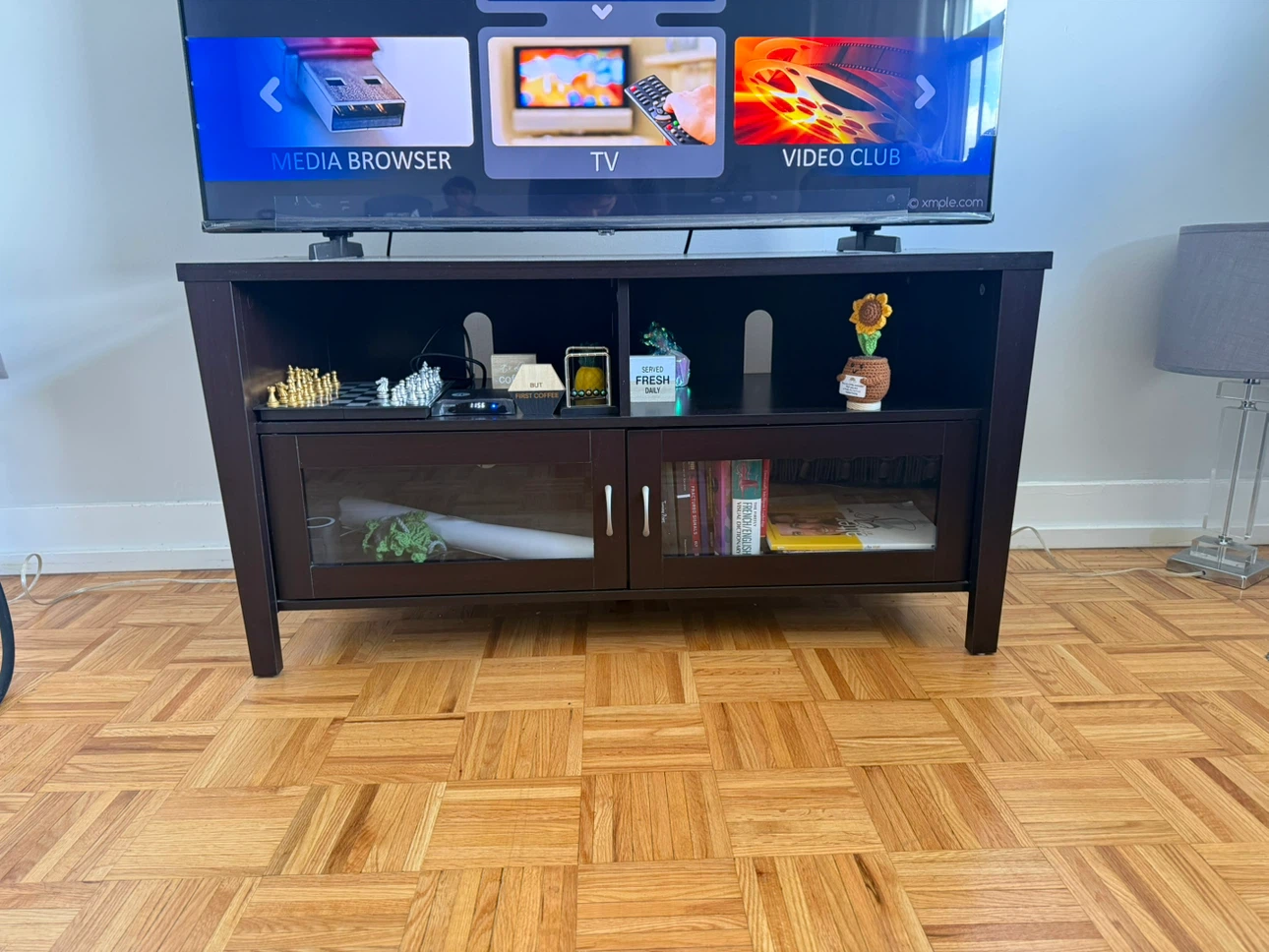 Dark Brown Media Console TV Stand