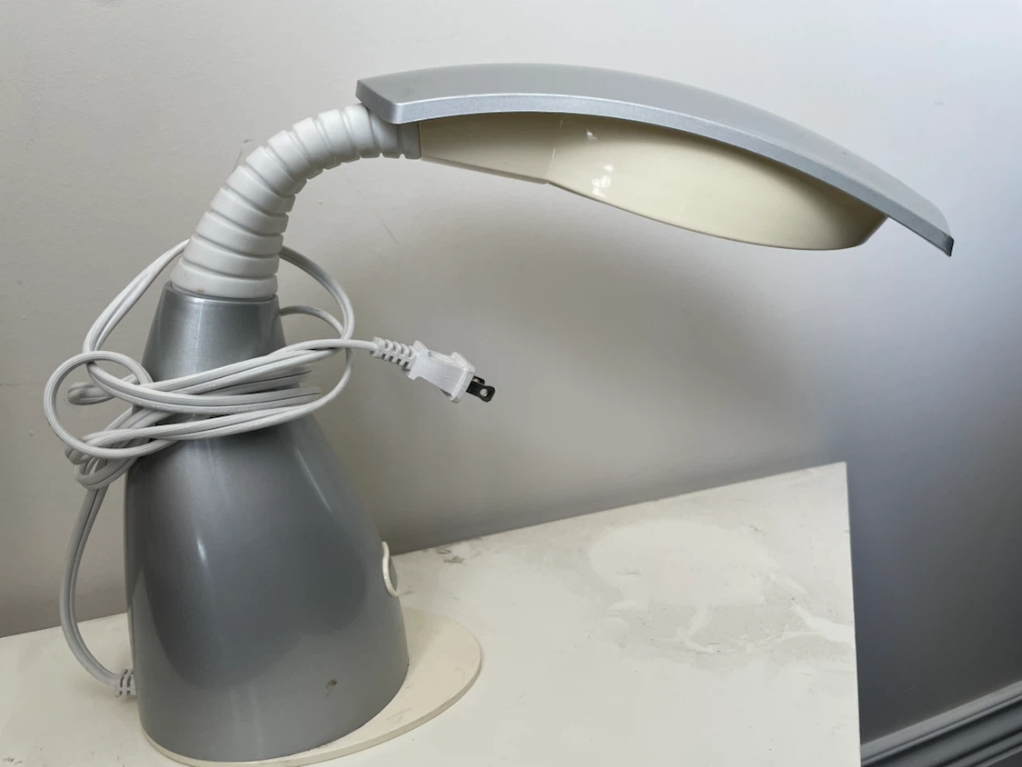 Adjustable Silver and White Desk Lamp