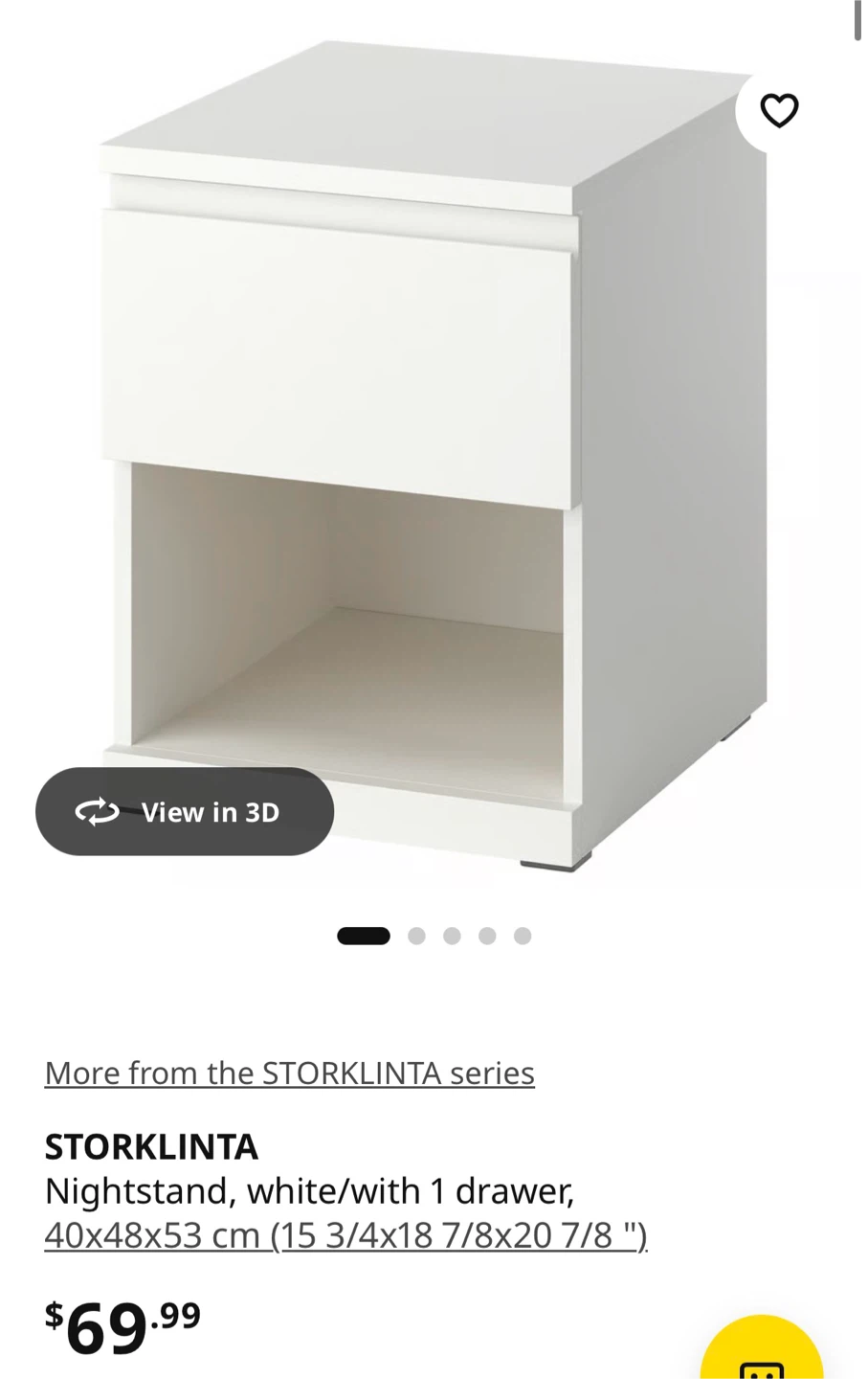 IKEA STORKLINTA Nightstand White - photo 3