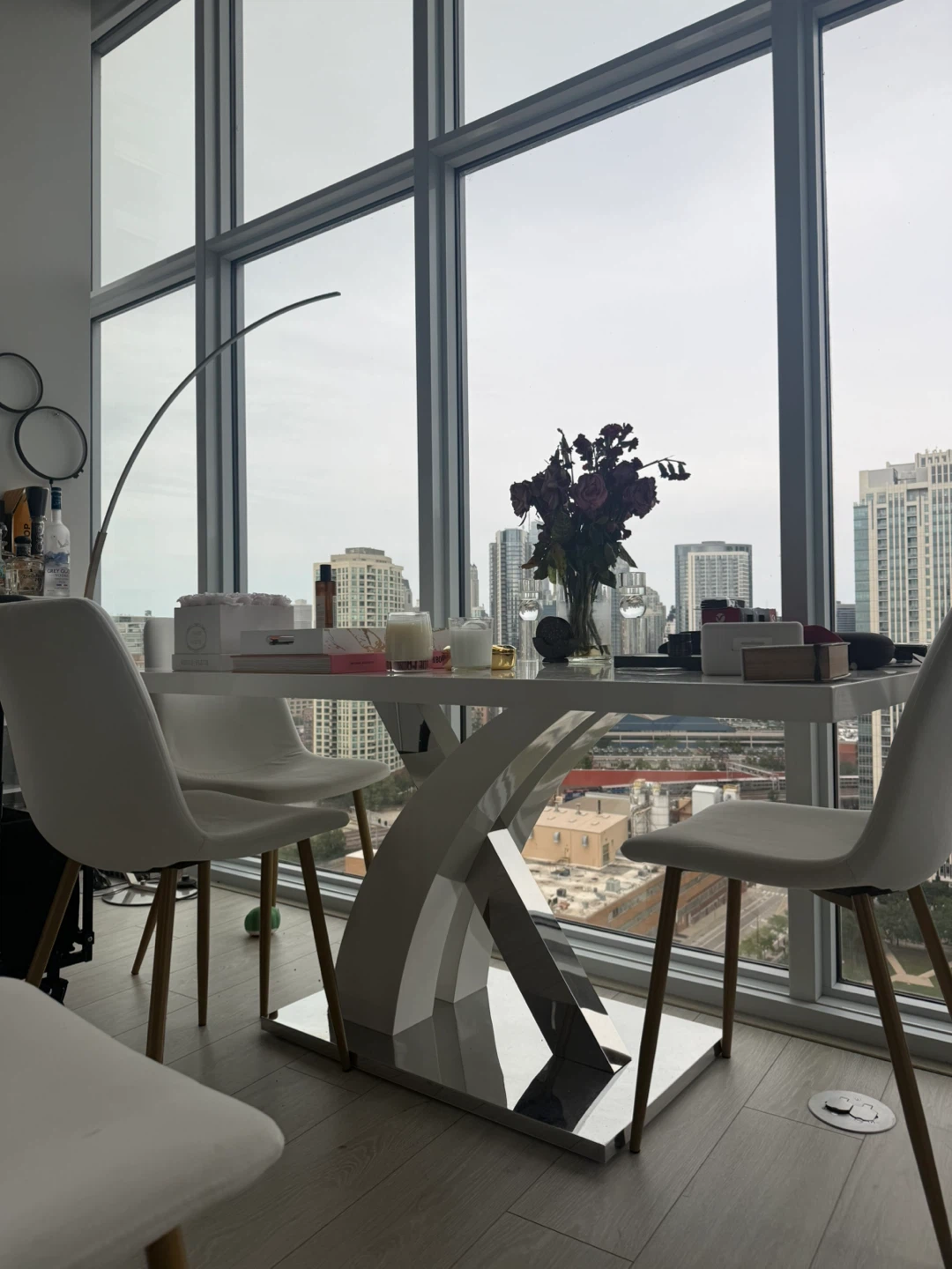 Modern White Dining Table & 4 Chairs