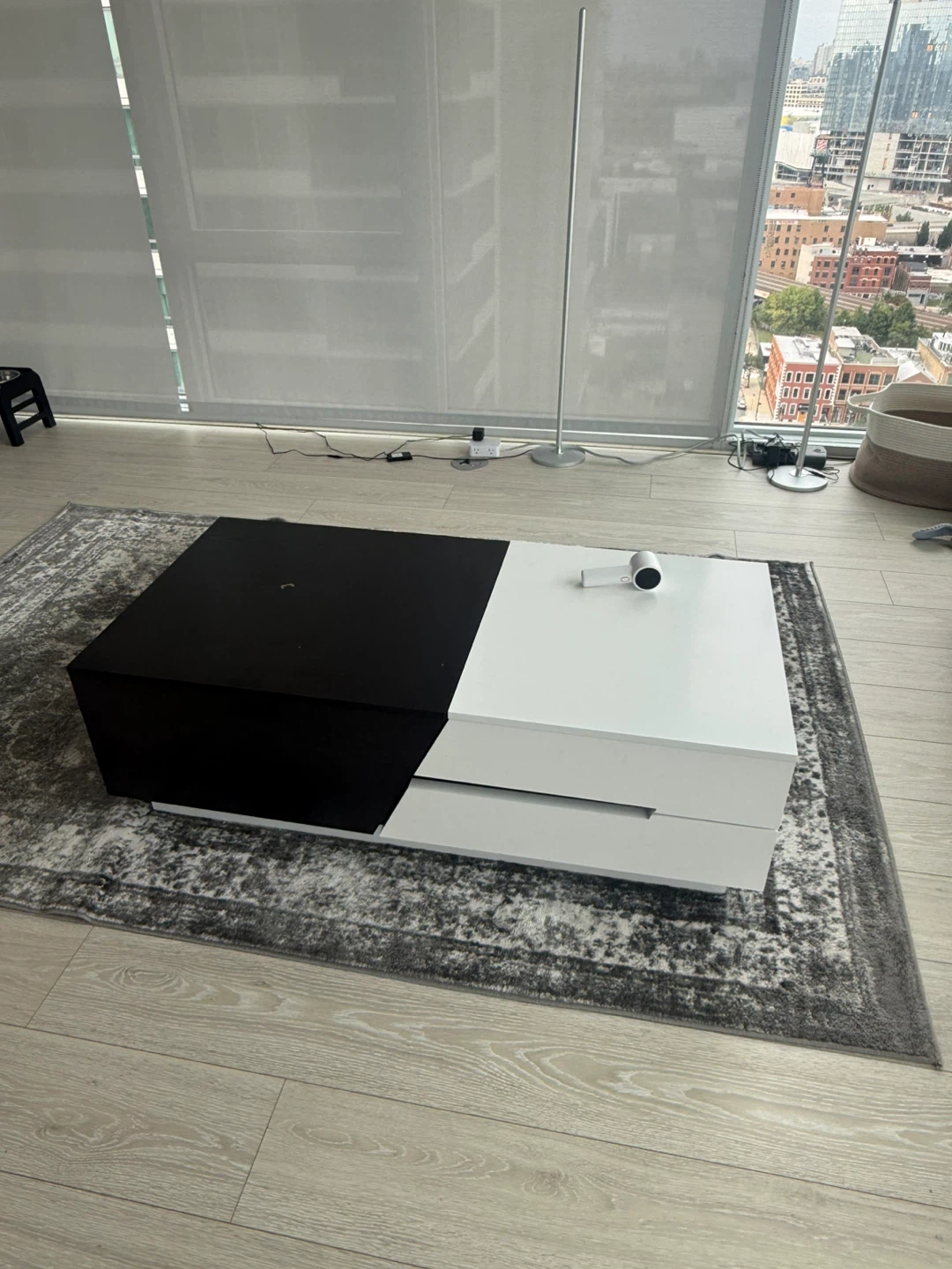 Black & White Coffee Table with Storage