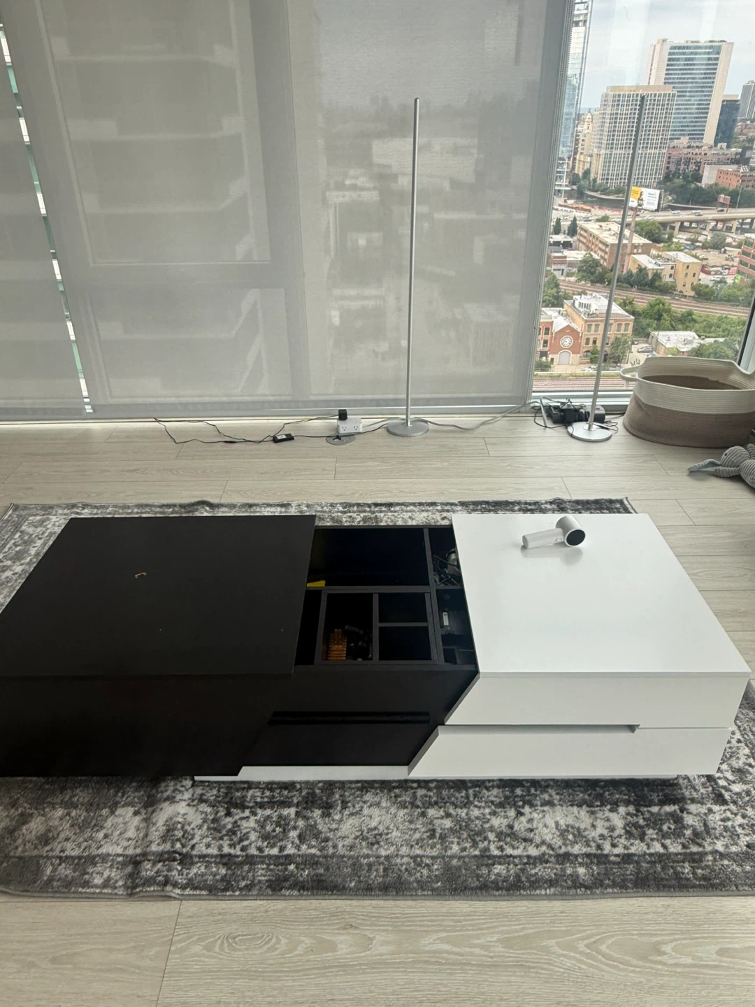 Black & White Coffee Table with Storage - photo 2