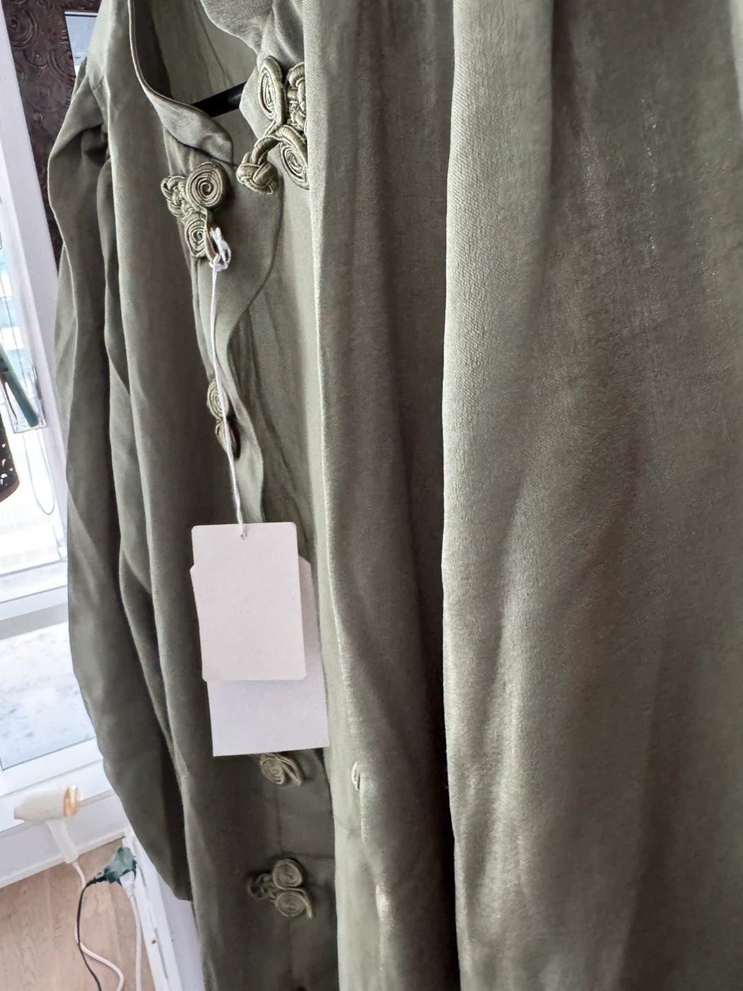 Olive Green Button-Down Shirt with Knot Detail - photo 3