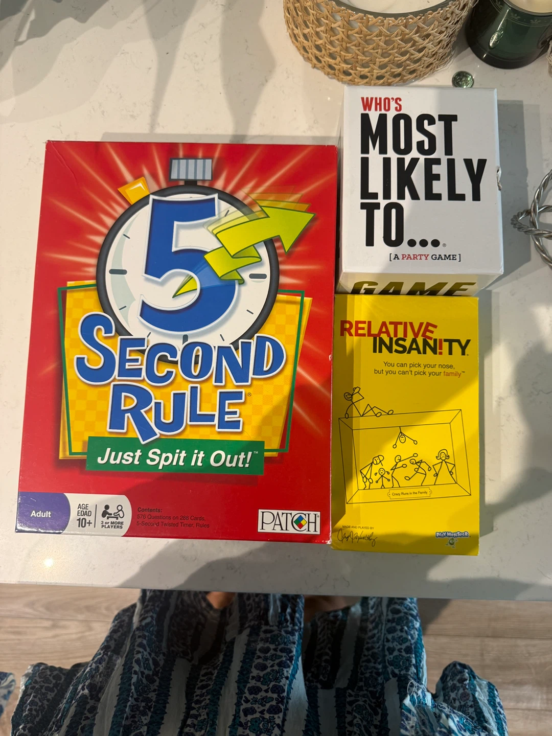 3 Party Games: 5 Second Rule, Who's Most Likely To, Relatives