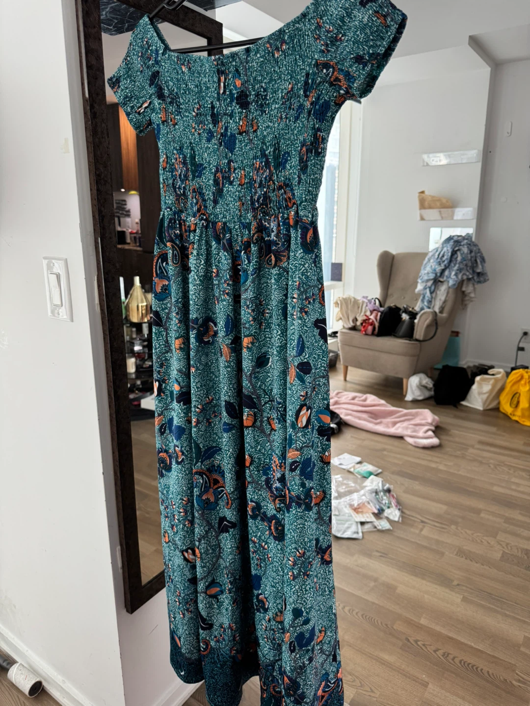 Green patterned floral maxi dress size S - photo 2