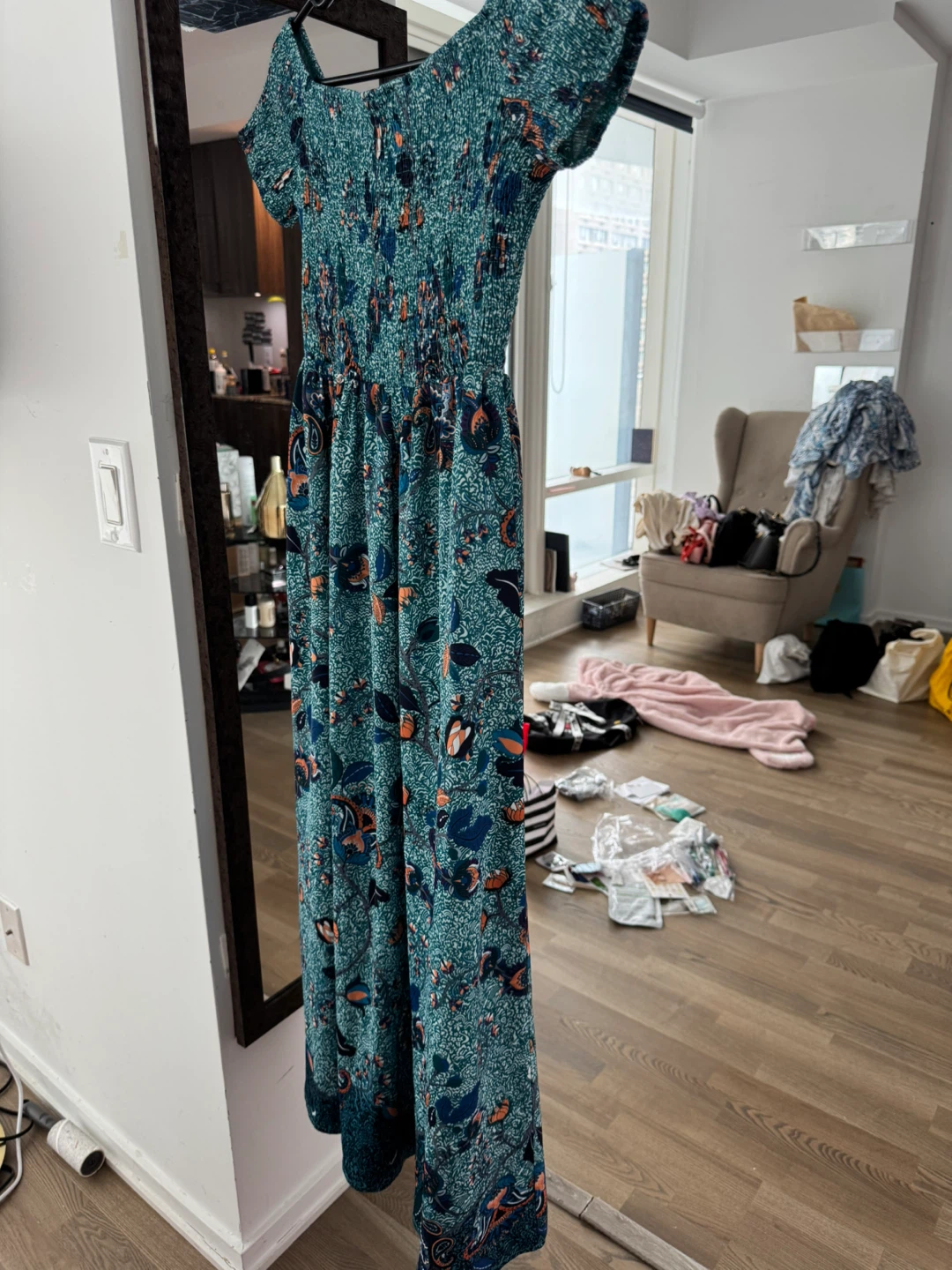 Green patterned floral maxi dress size S - photo 3