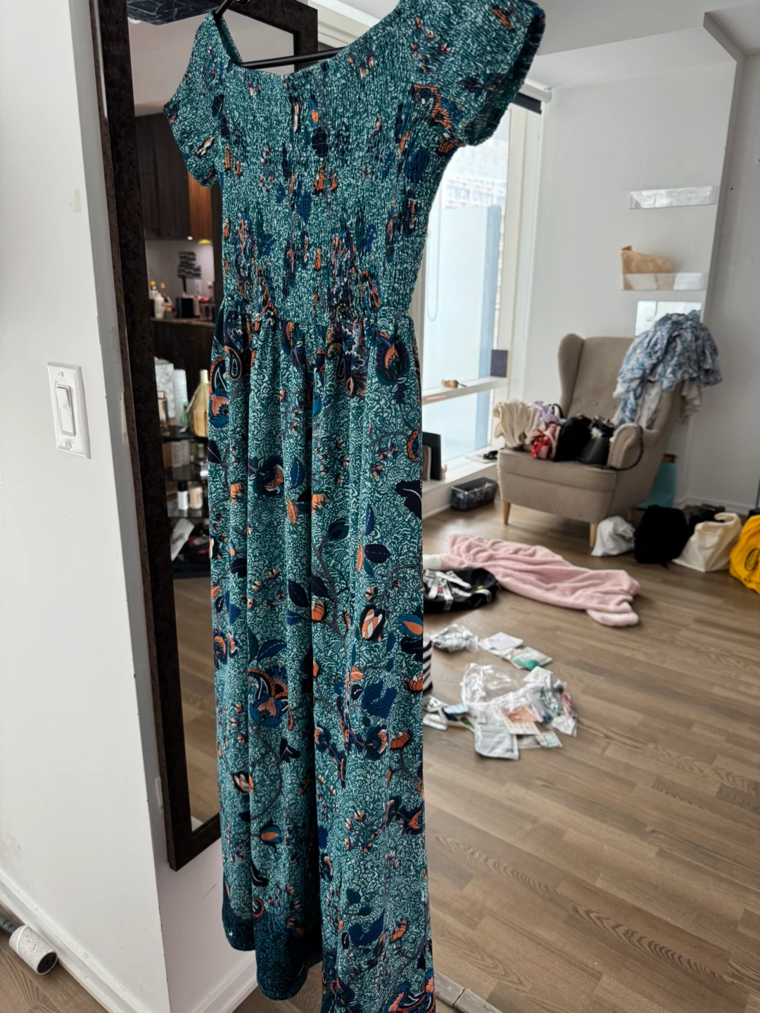 Green patterned floral maxi dress size S - photo 4