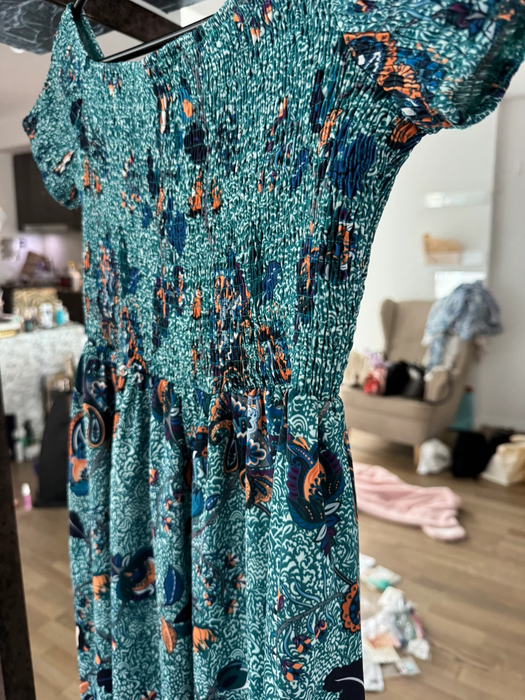 Green patterned floral maxi dress size S - photo 5