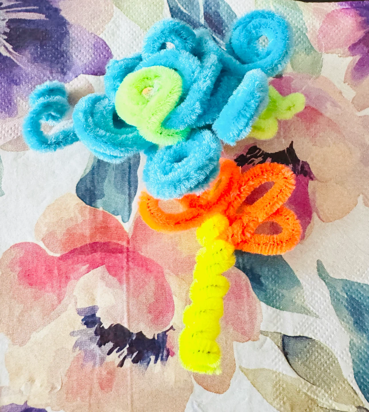 Handmade pipe cleaner flower craft