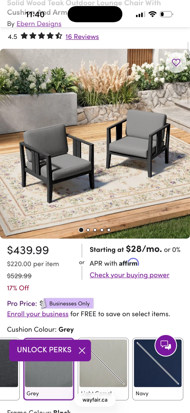 Set of 2 Outdoor Lounge Chairs – $320
