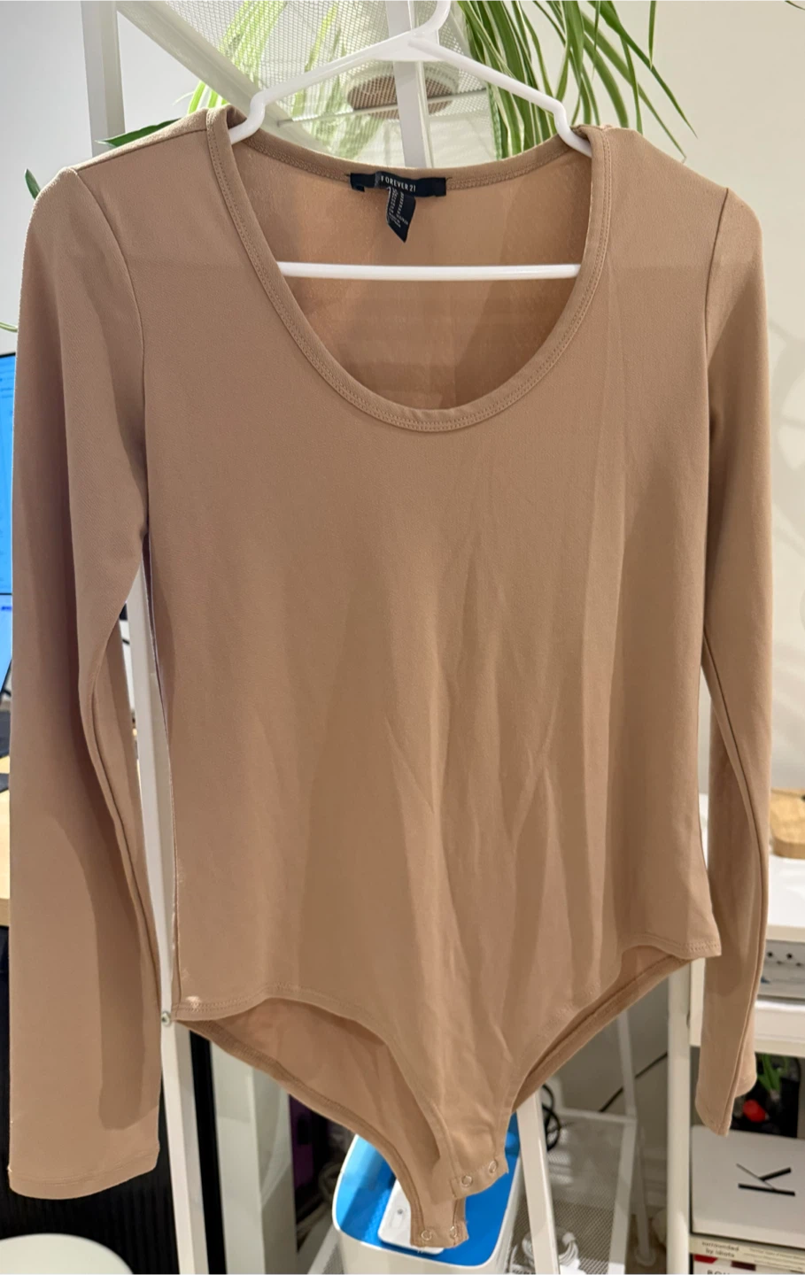 Forever 21 Beige Long Sleeve Bodysuit