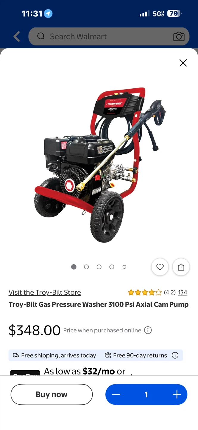 Troy-Bilt Gas Pressure Washer 3100 Psi Axial Cam Pump - photo 3