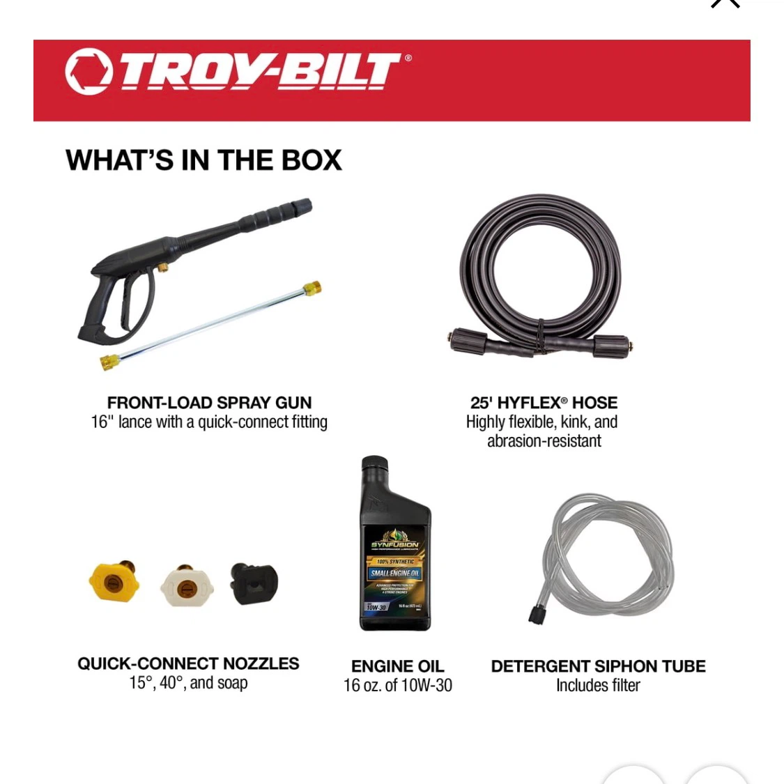 Troy-Bilt Gas Pressure Washer 3100 Psi Axial Cam Pump - photo 5