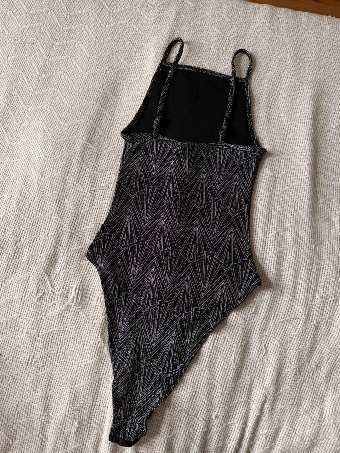 Black and Silver/Glitter Geometric Bodysuit Size:XS - photo 4