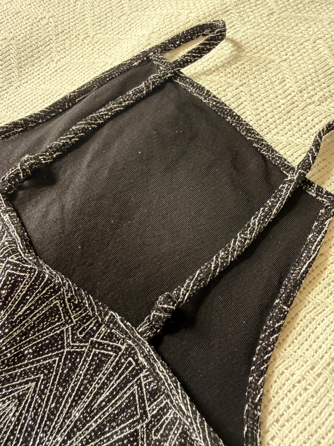 Black and Silver/Glitter Geometric Bodysuit Size:XS - photo 5