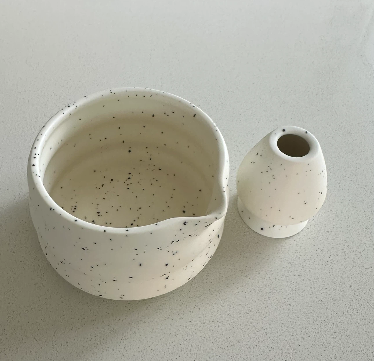 Speckled Ceramic Matcha Bowl and Whisk Holder
