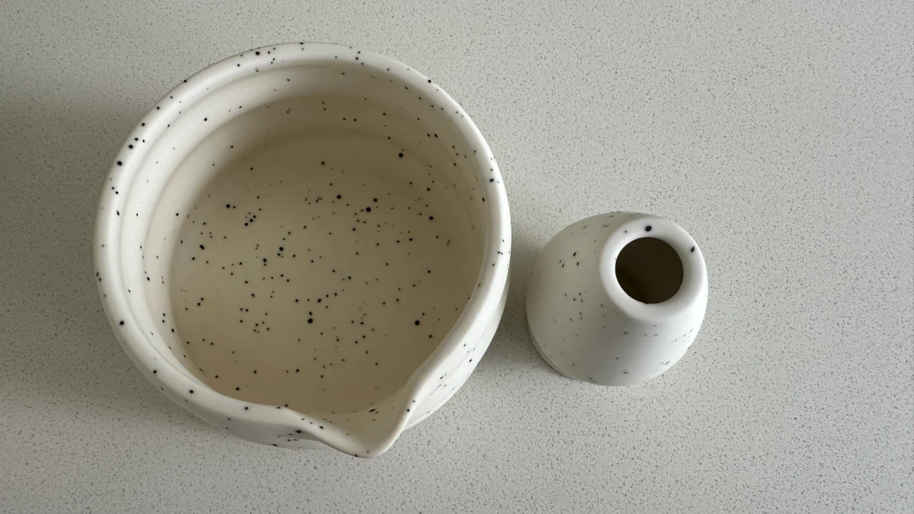 Speckled Ceramic Matcha Bowl and Whisk Holder - photo 3