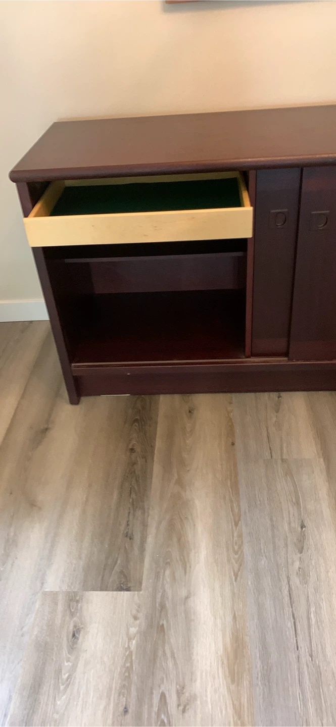 Dark Wood Storage Credenza with Sliding Doors - photo 2