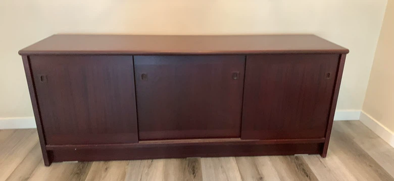 Dark Wood Storage Credenza with Sliding Doors - photo 3