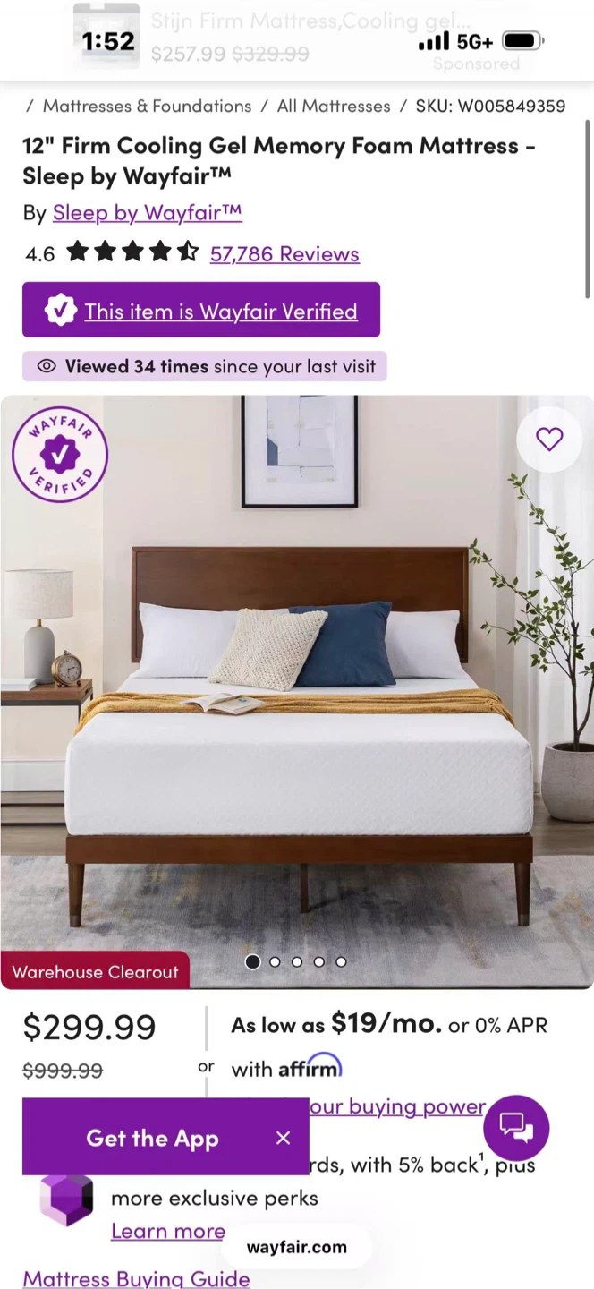 Artical Sleep by Wayfair 12-inch Firm Cooling Gel Mattress