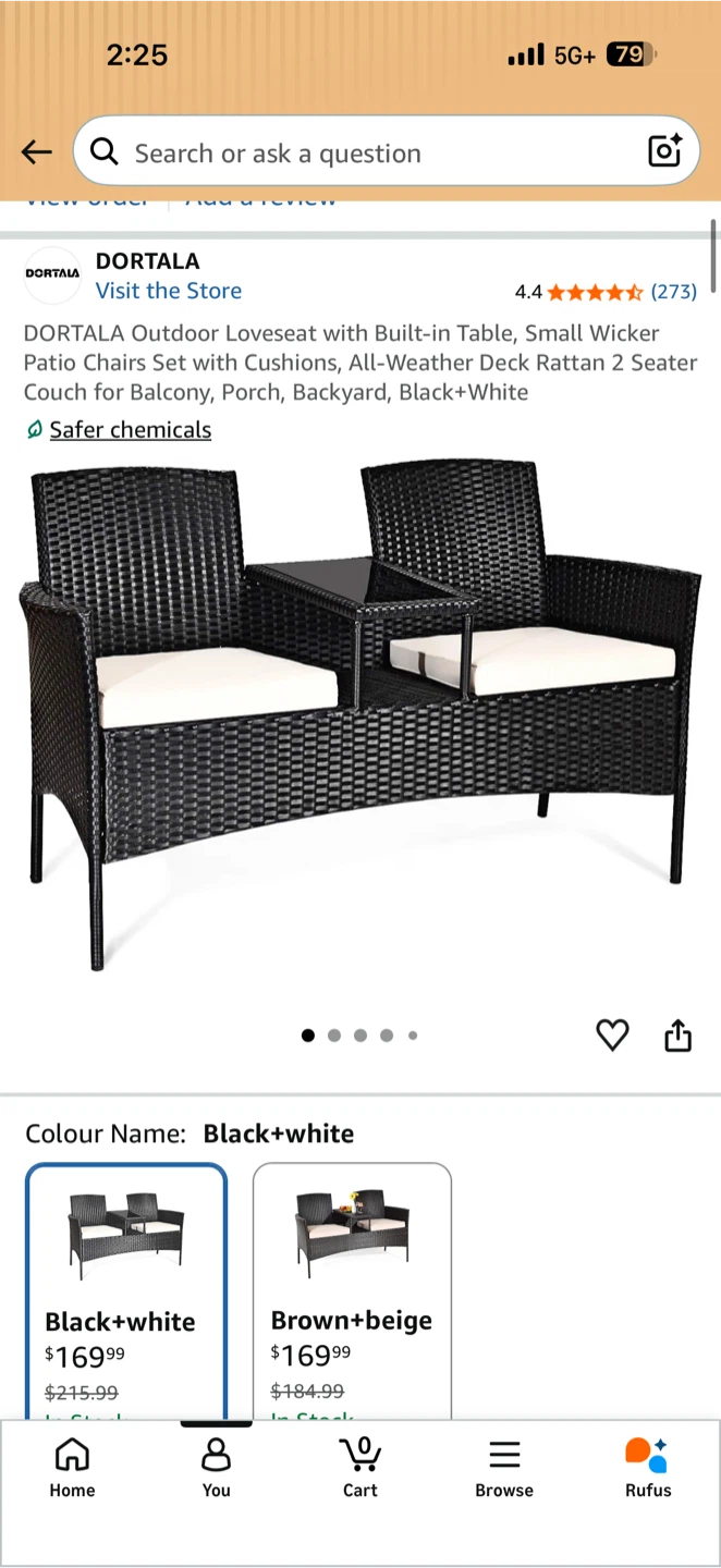 Outdoor Love Seat with built in table