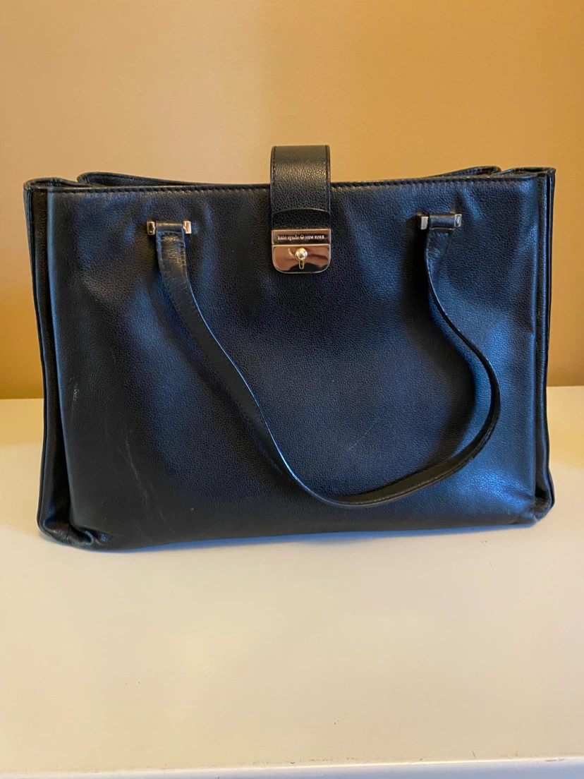 Kate Spade black leather tote bag