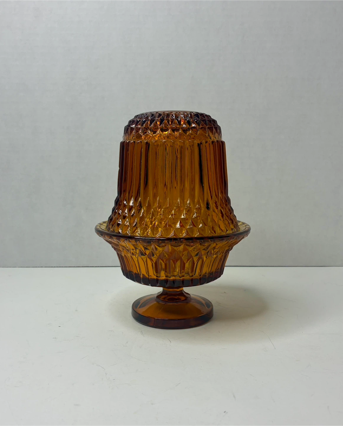 Vintage Amber Glass Candle Holder Fairy Lamp
