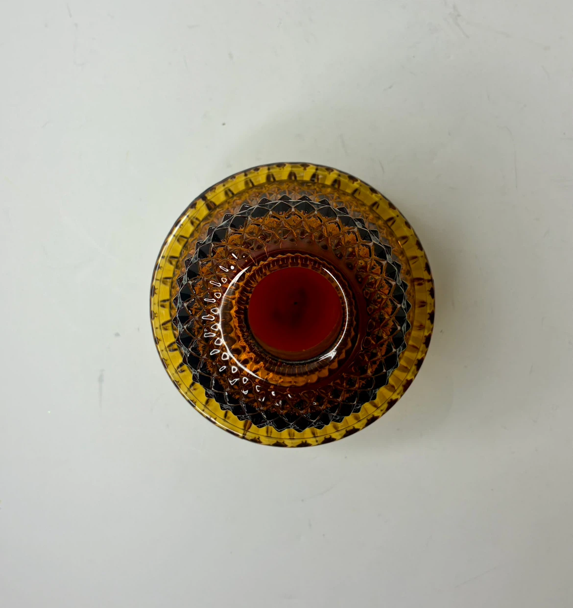 Vintage Amber Glass Candle Holder Fairy Lamp - photo 2