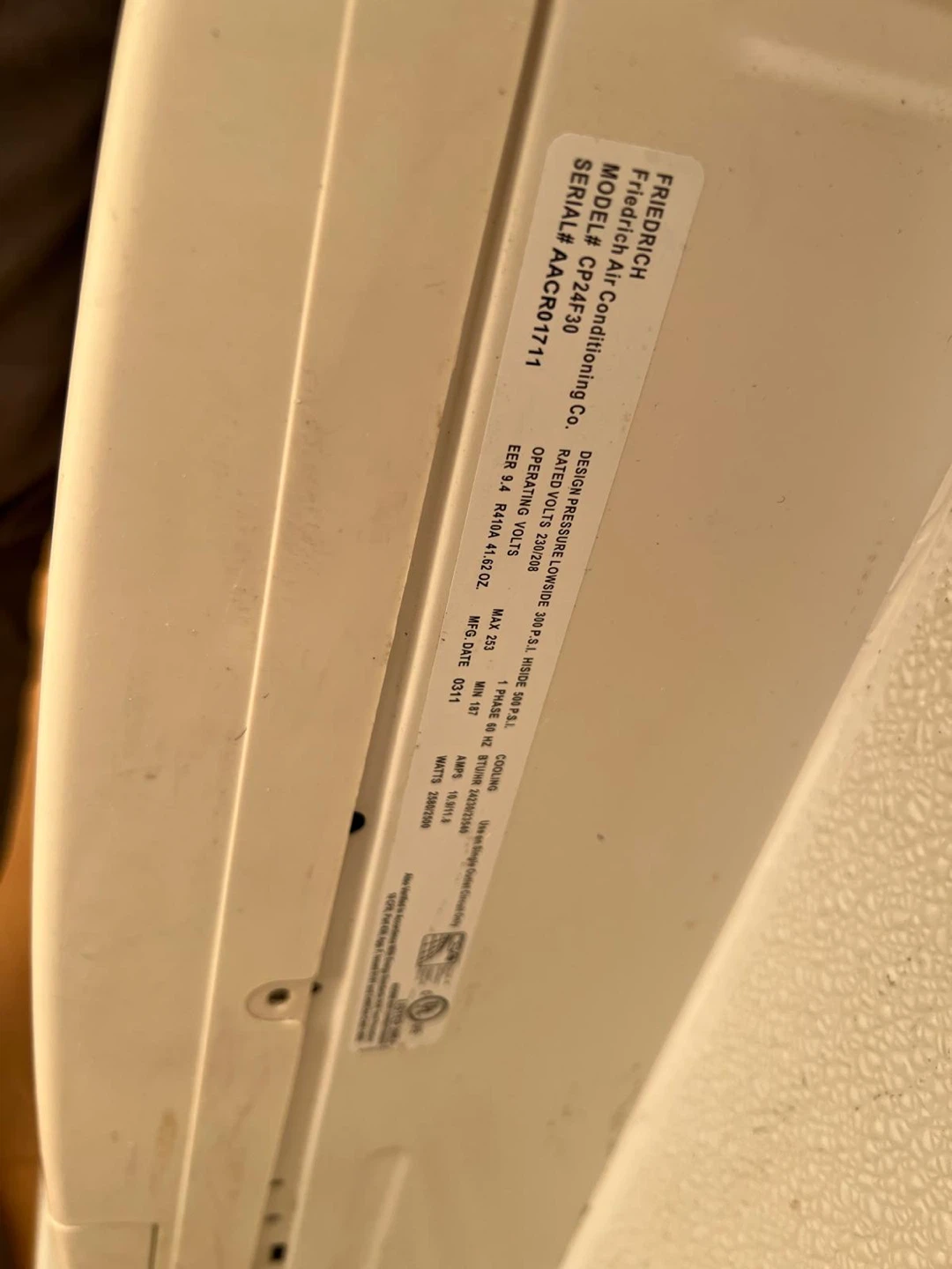 Friedrich Air Conditioner Model CP24F30 - photo 4