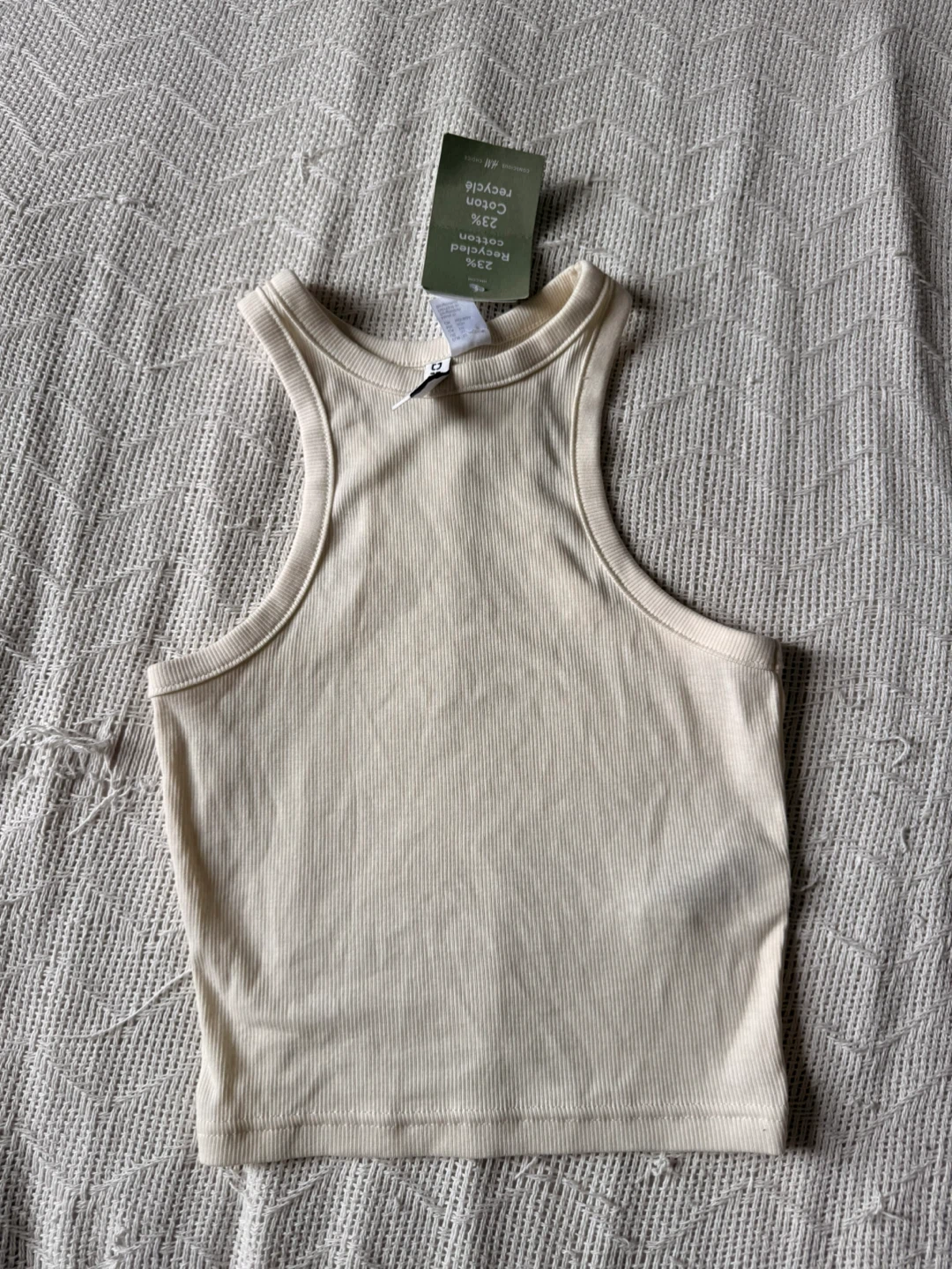 H&M Divided Ribbed Tank Top Off-White, Size:XS