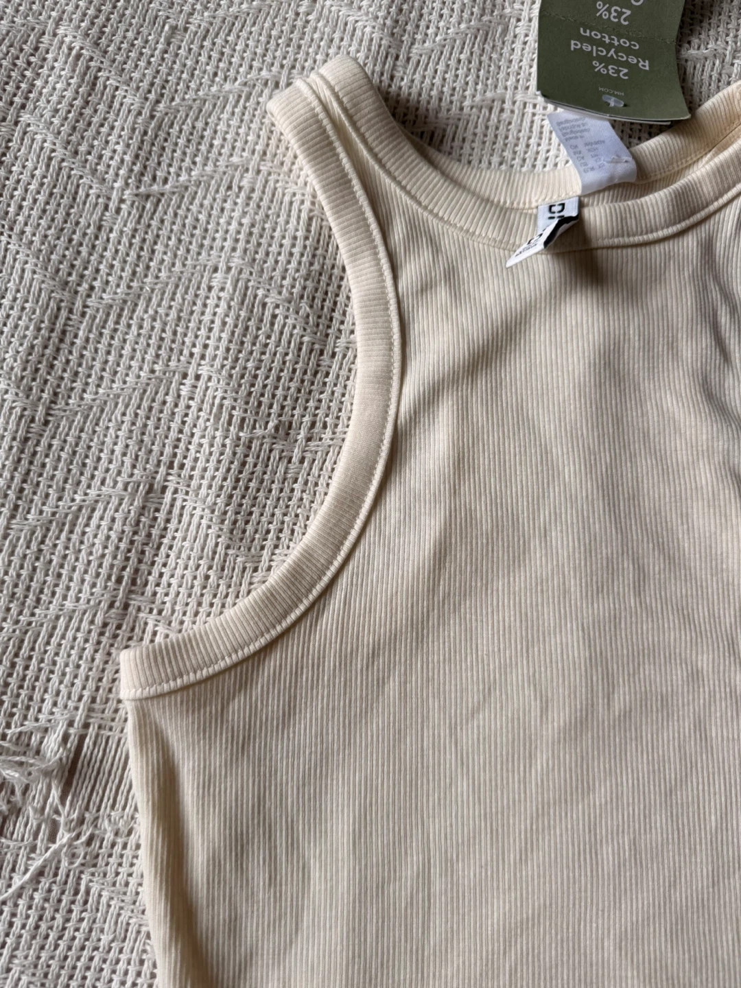 H&M Divided Ribbed Tank Top Off-White, Size:XS - photo 2