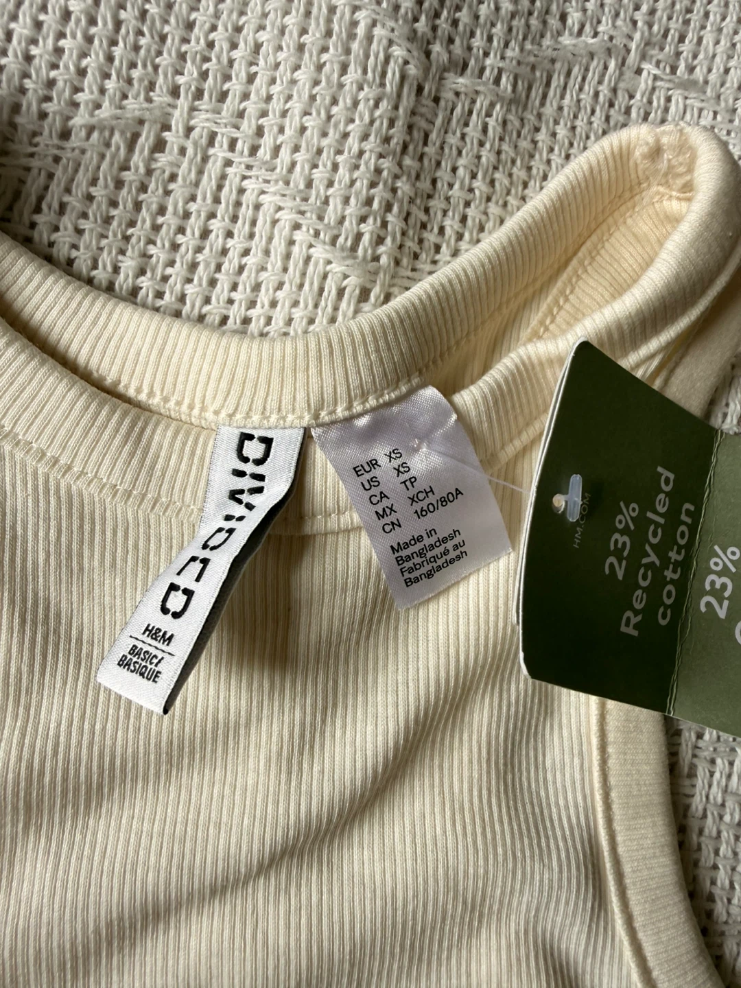 H&M Divided Ribbed Tank Top Off-White, Size:XS - photo 3
