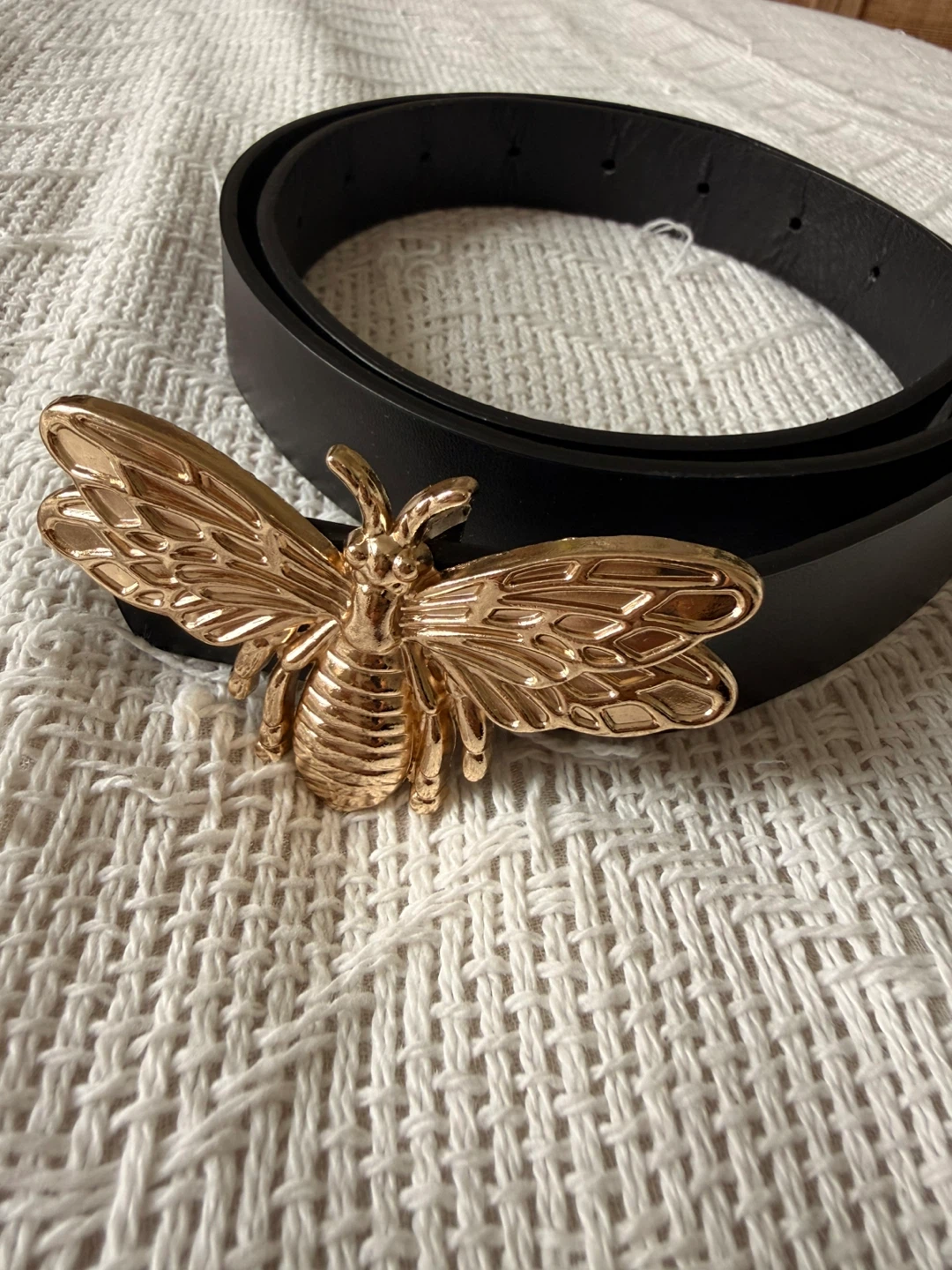 Black Belt with Gold Bee Buckle