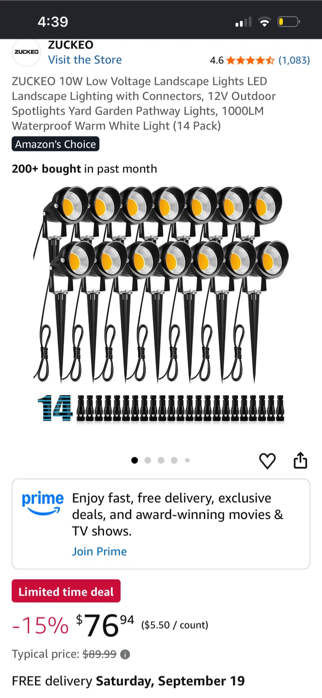 ZUCKEO 10W Low Voltage LED Landscape Lights (14 Pack)