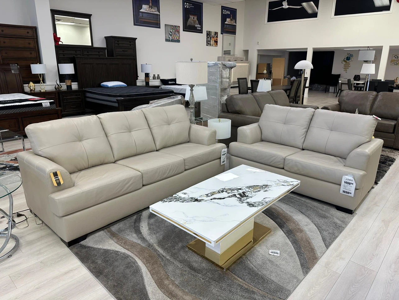 Amro beige leather sofa 3 seater only