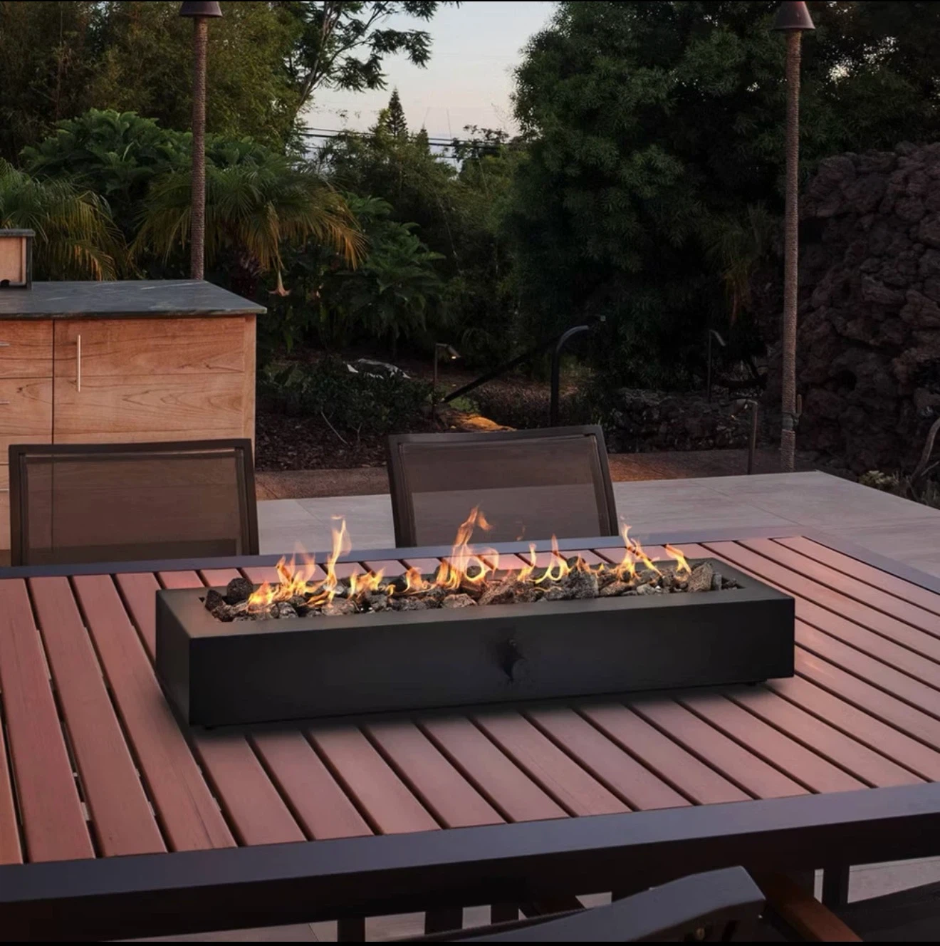 Modern Linear Tabletop Fire Pit