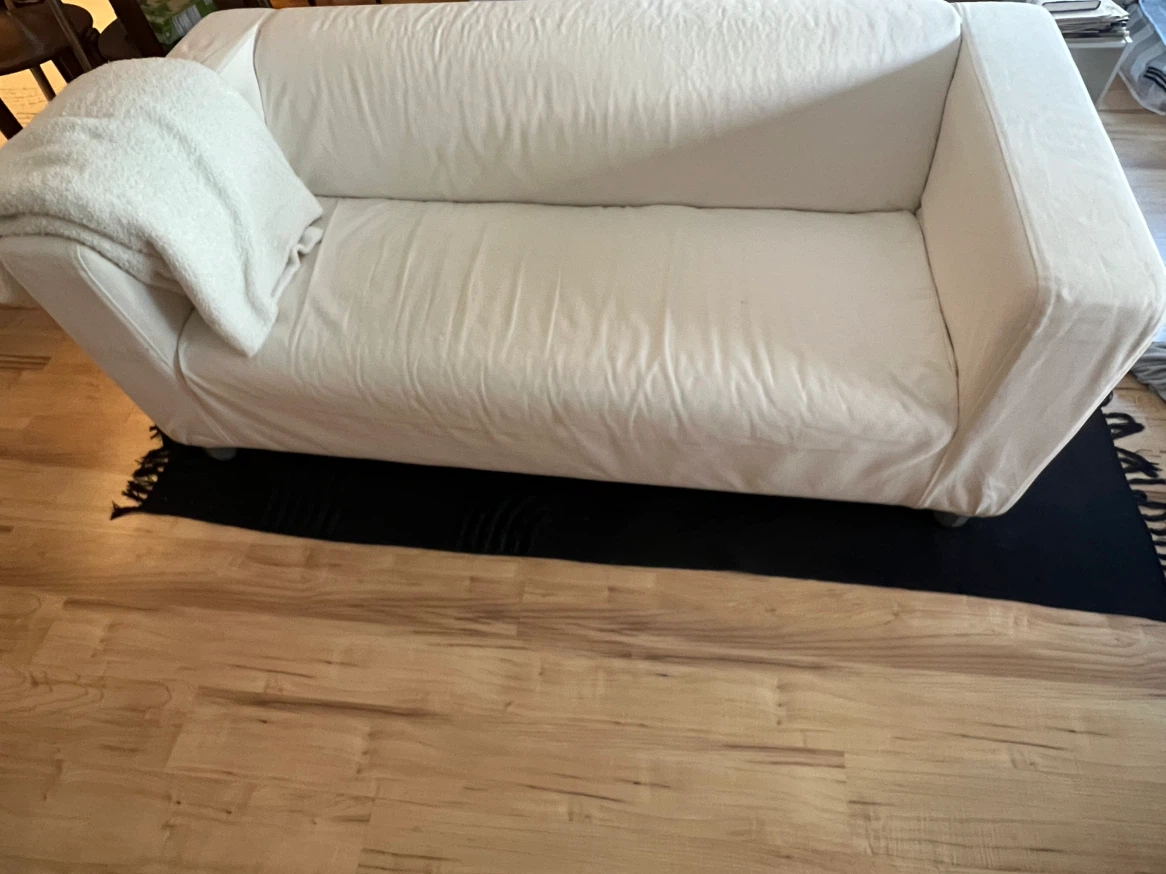 Sofa (Klippan IKEA) with custom legs and cover