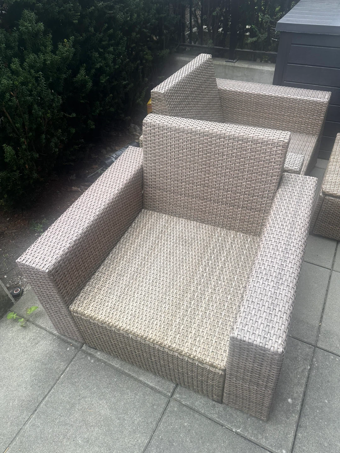 Wicker Patio Armchairs and Ottoman