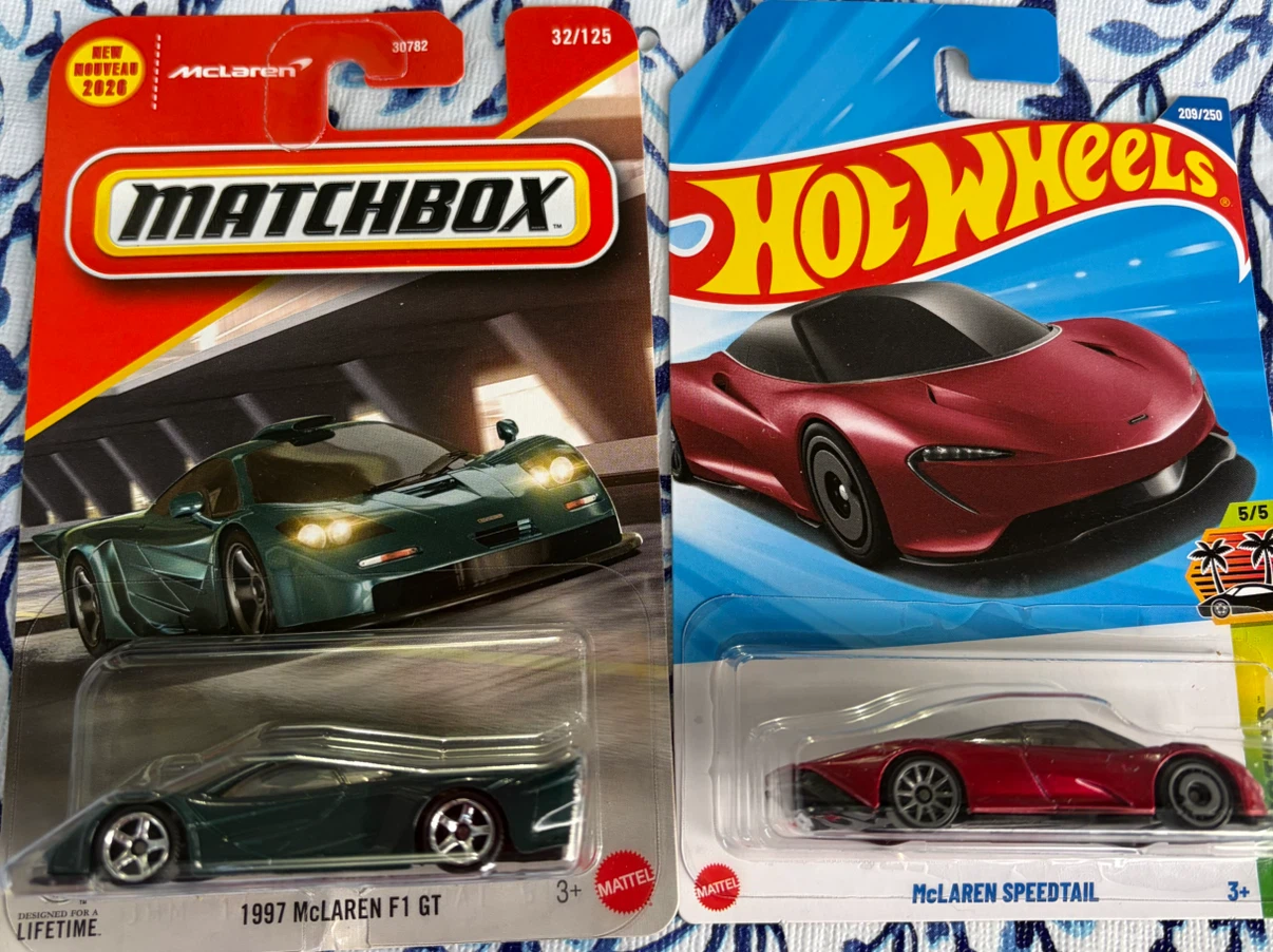 Matchbox 1997 McLaren F1 GT and Hot Wheels McLaren Speedtail