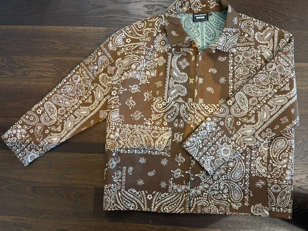 New mens Super Massive Paisley Bandana Button-Up Shirt Jacket - photo 4
