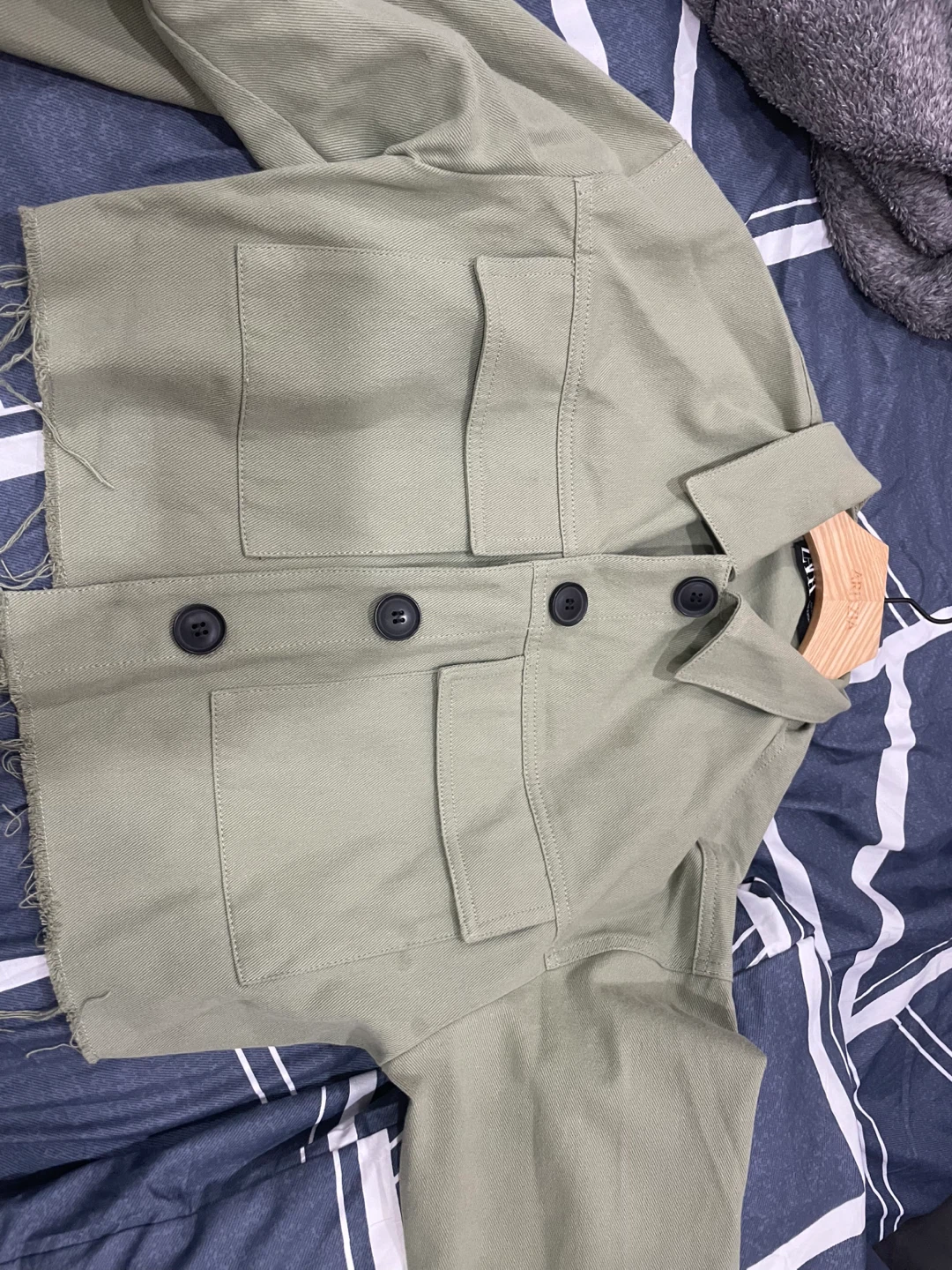 Zara Olive Green Cropped Jacket