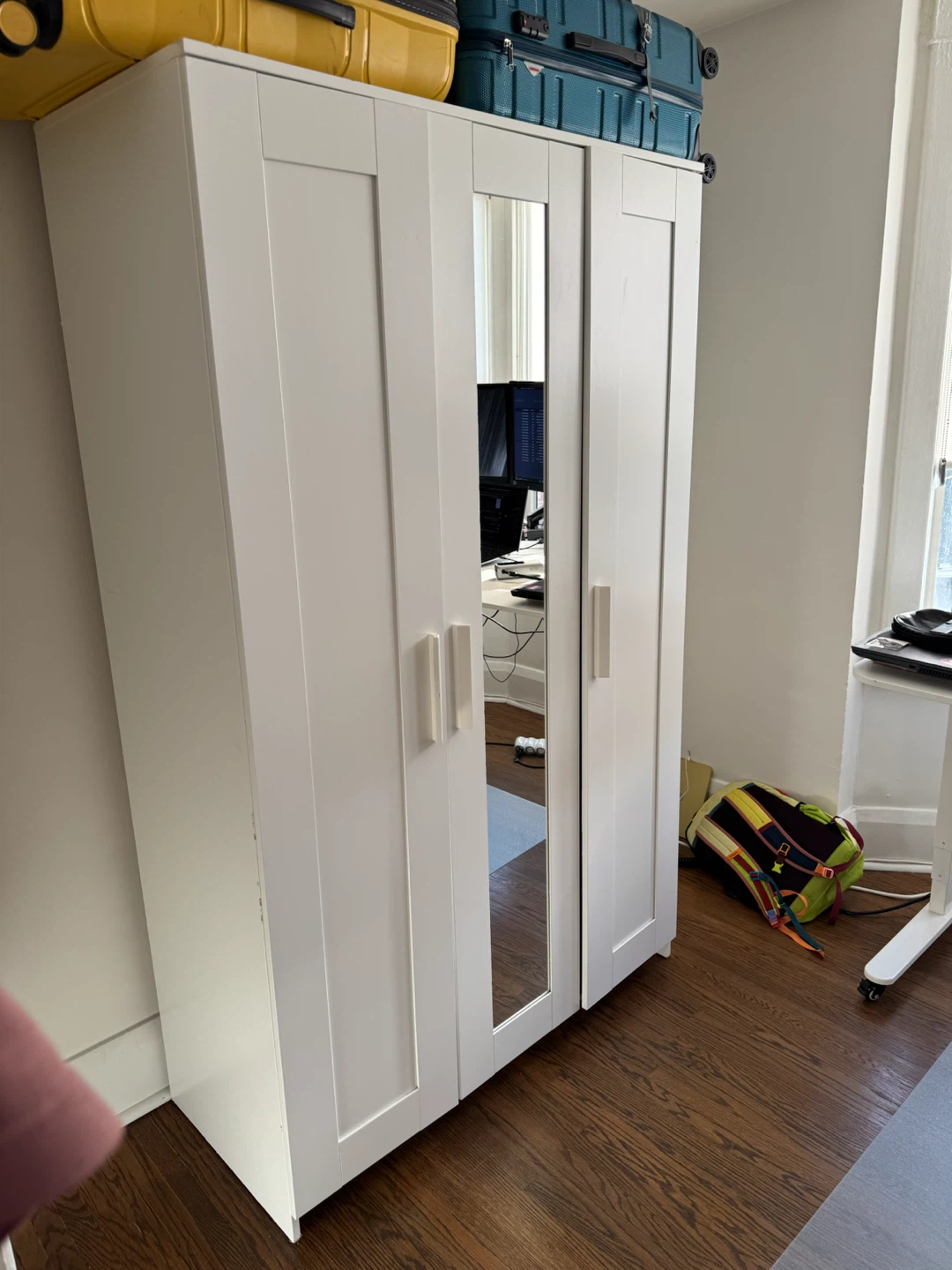 White IKEA Wardrobe with Mirrored Door - photo 2