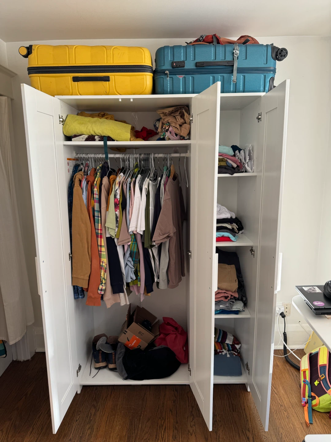 White IKEA Wardrobe with Mirrored Door - photo 3