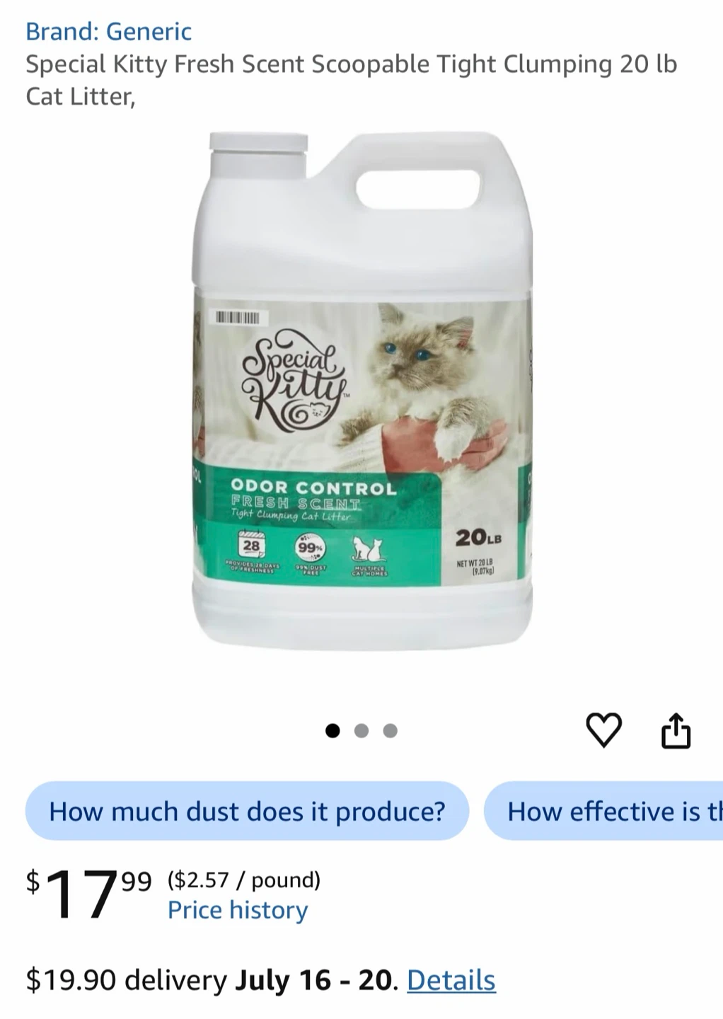 Special Kitty 20lb Fresh Scent Cat Litter