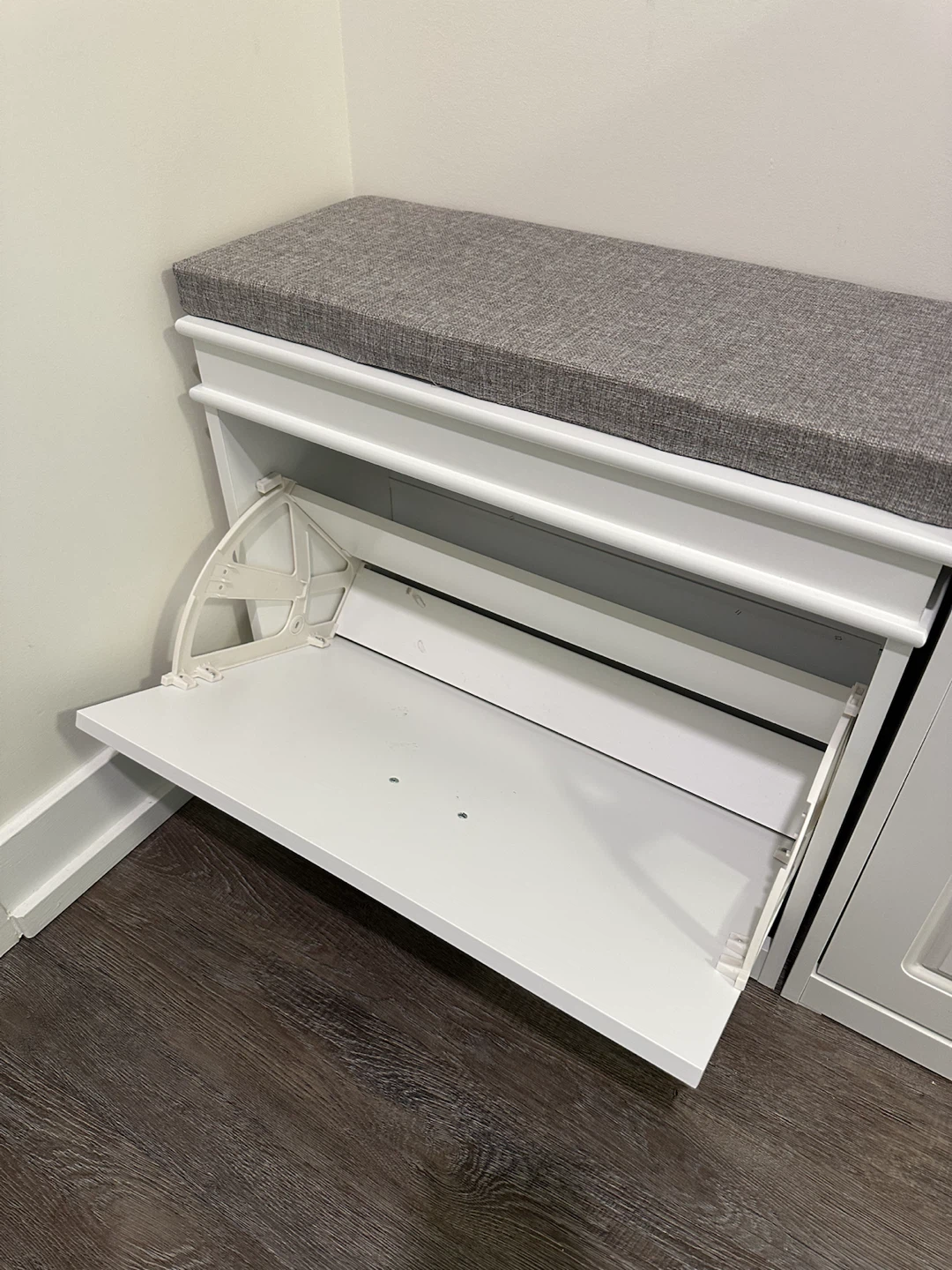 White Entryway Shoe Storage Bench and Cabinet Set - photo 2