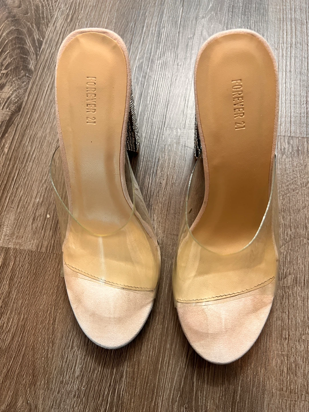 Forever 21 Rhinestone Block Heel Mules