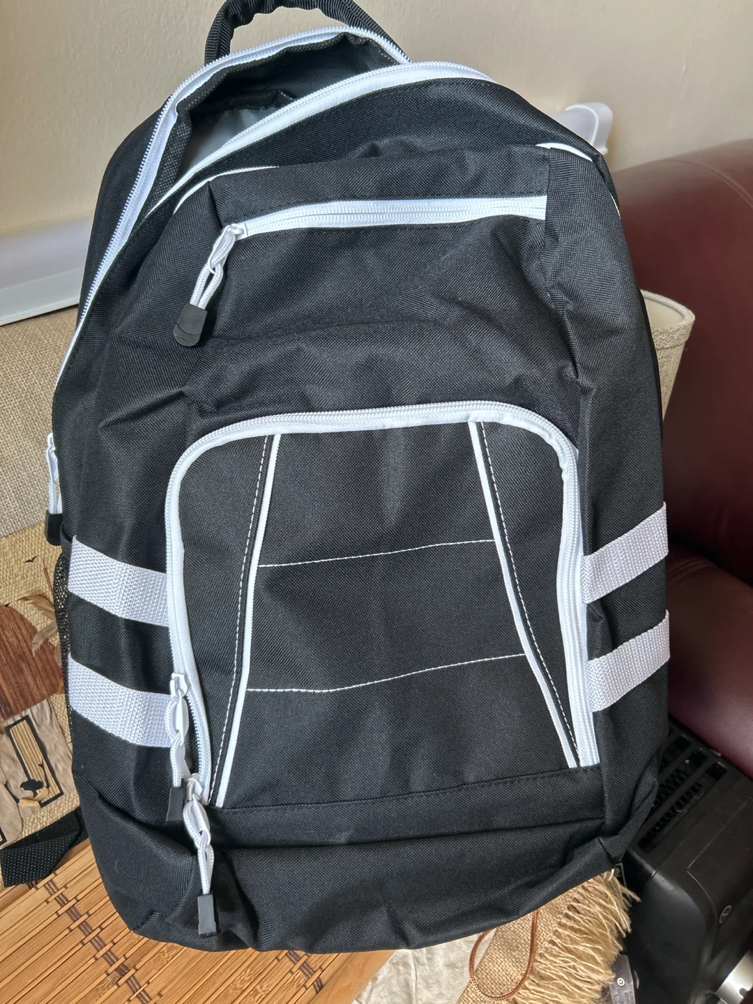Black and white backpack
