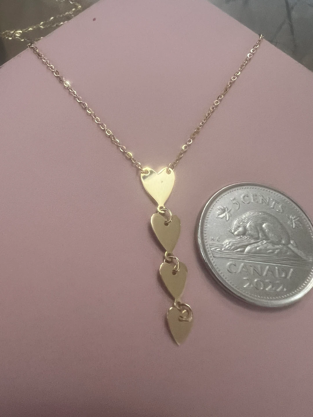 14 k Gold  heart drop necklace
