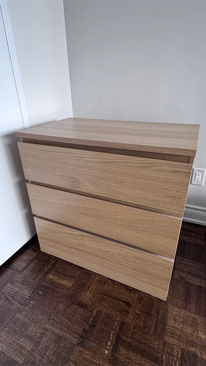 IKEA MALM 3-Drawer Dresser – Light Wood