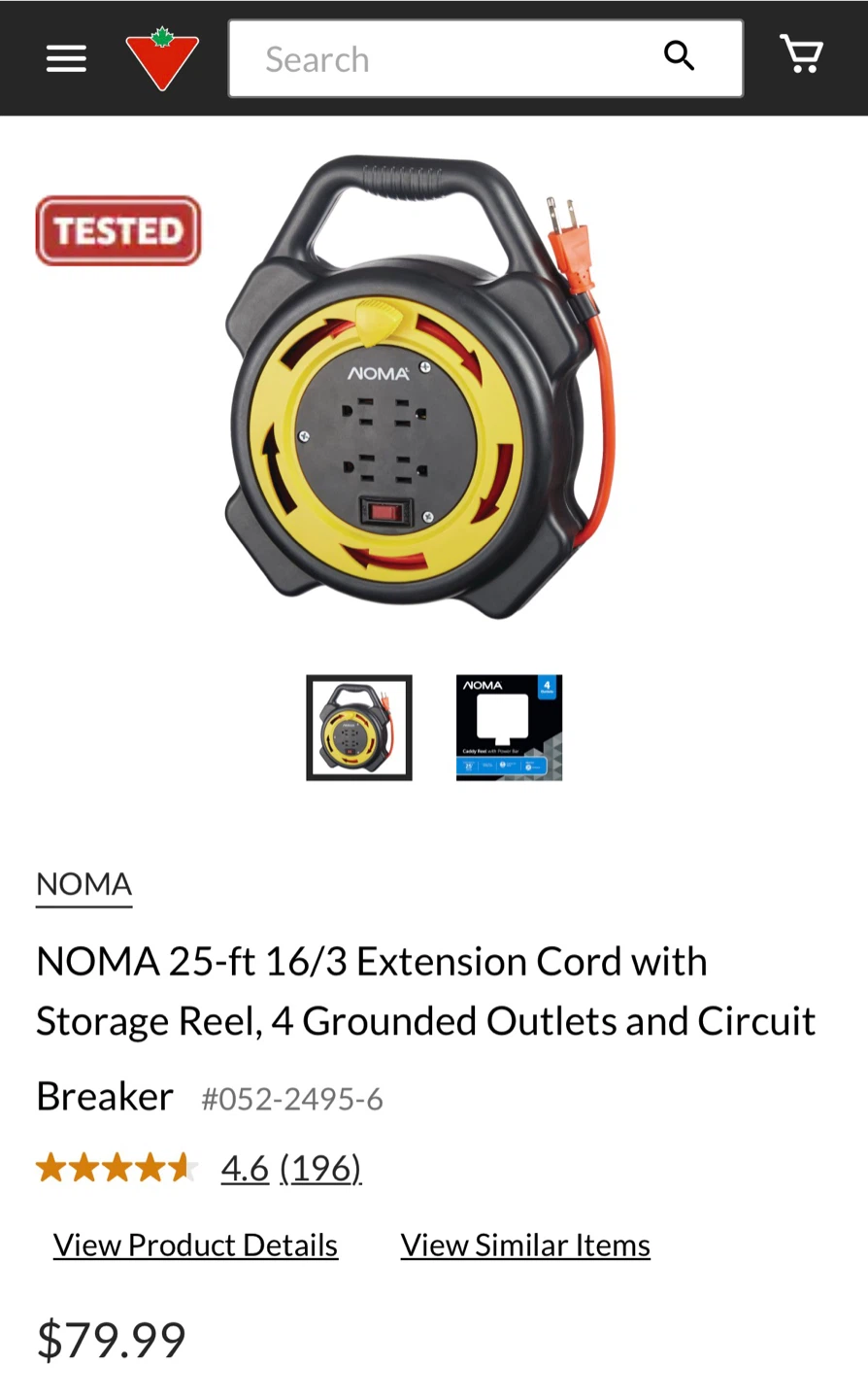 Noma 25 foot extension cord on reel with sockets - photo 3